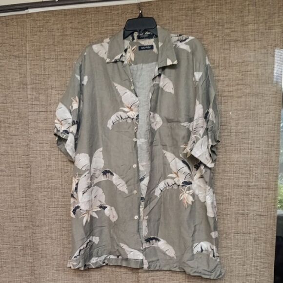 Nautica Linen Blend Floral Shirt - Picture 1 of 3